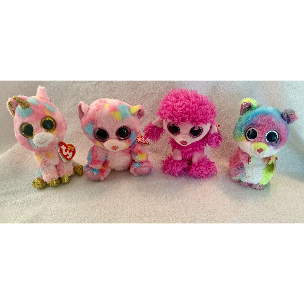 Lot of 4 colorful Beanie Boos. All MWMT